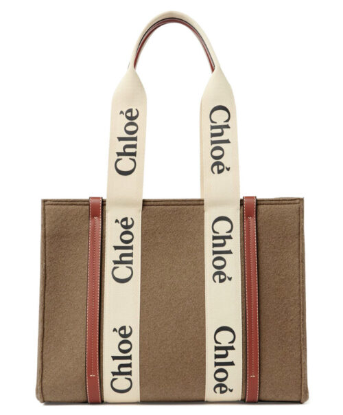 Chloe Medium Woody Tote Bag Apricot
